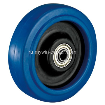 85-миллиметровый поворотный синий упругий резиновый ролик с полным тормозом
